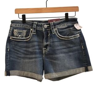 Vigoss Heritage Fit Legacy Stretch Dark Sandblast Wash Mid-Rise Cuffed Shorts 6
